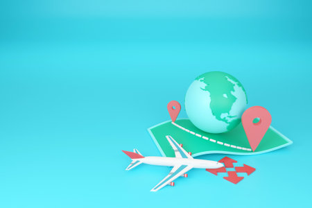 3D travel and flight conceptの写真素材