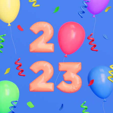 3D colorful 2023 balloons