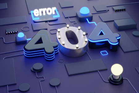 3D cyber 404 error conceptの写真素材