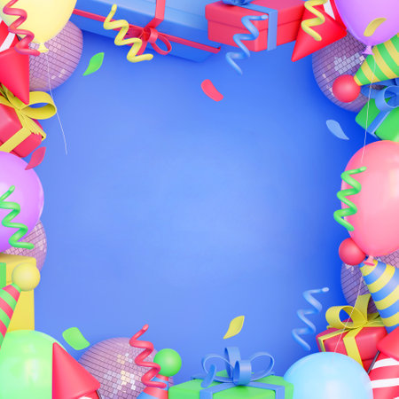 3D colorful party background with copy spaceの写真素材