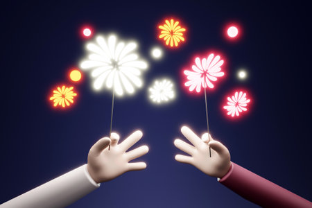 Hands with sparklers designの写真素材