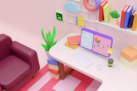 3D work desk setup