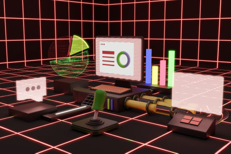 3D computer with data analysis concept
