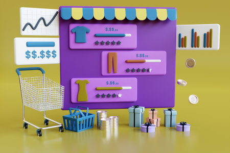 3D online sale analysis concept