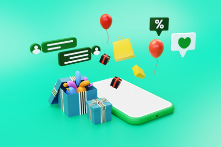 3D online shopping gift concept
