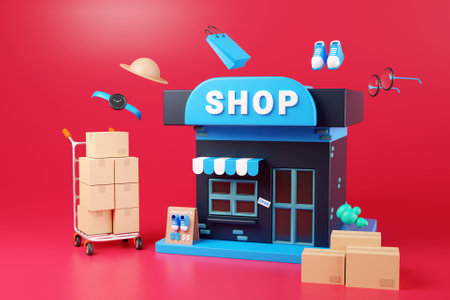 3D retail shop and shopping concept