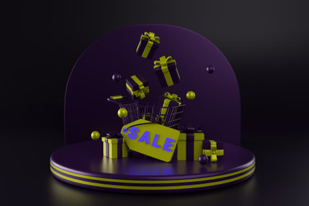 3D shopping concept with sale tag