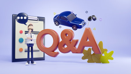3D car purchase questions and answers concept