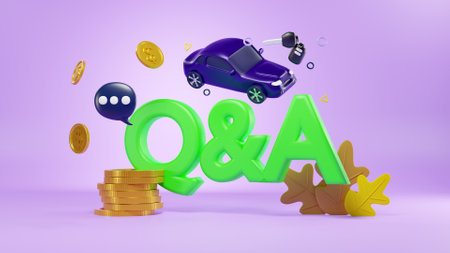 3D car purchase questions and answers concept