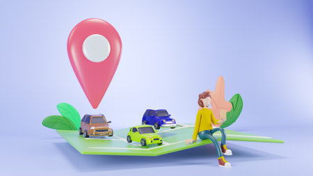 3D car dealer locate us concept