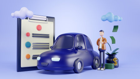 3D car insurance concept