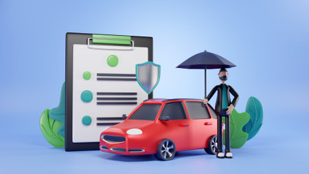 3D car insurance concept