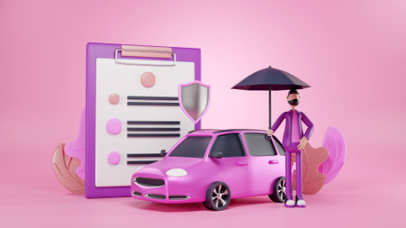 3D car insurance concept