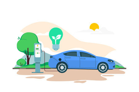 Environmental friendly electric carのイラスト素材