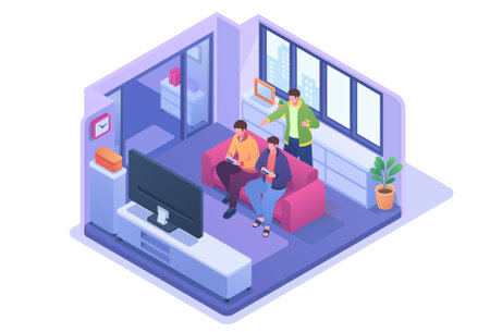 Men playing video gameのイラスト素材