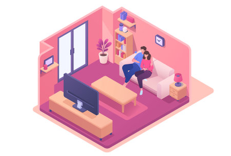 Couple watching drama on TVのイラスト素材