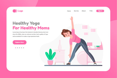 Homepage template with yoga conceptのイラスト素材