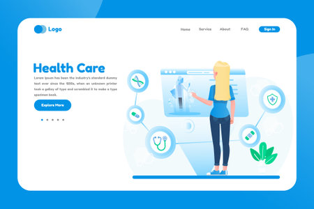 Homepage template with healthcare conceptのイラスト素材