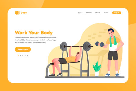 Homepage template with bodybuilding conceptのイラスト素材