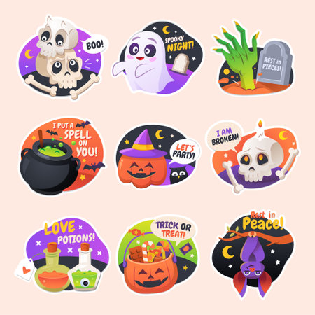Cute Halloween stickersのイラスト素材