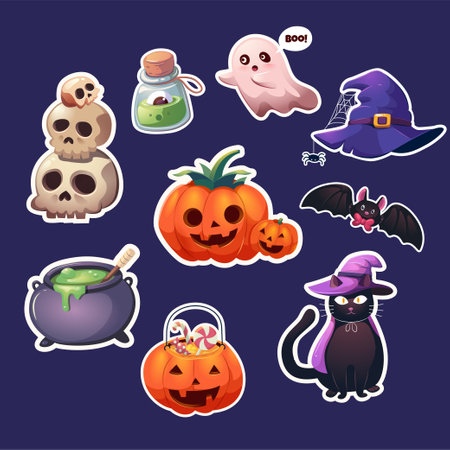 Cute Halloween stickersのイラスト素材