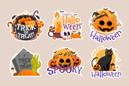 Cute Halloween stickersのイラスト素材