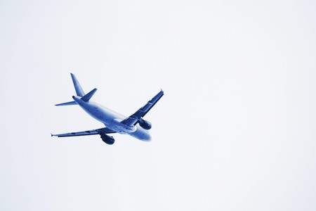 the airplane with blue sky.の写真素材