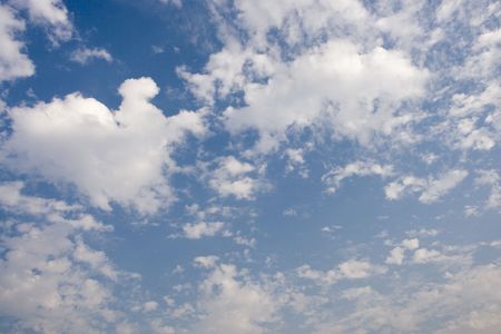 Blue sky and white cloudの写真素材
