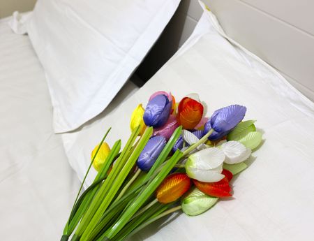 the flower on the bed.の写真素材