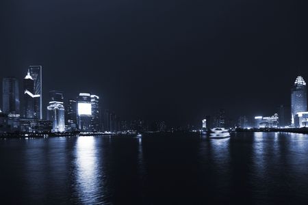 the night view of shanghai china.