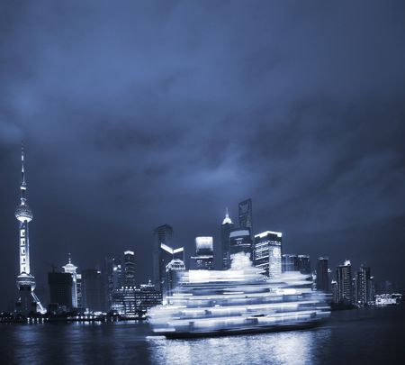 the night view of shanghai china.