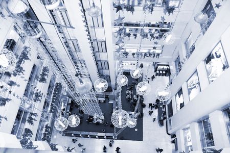 Interior of a massive shopping mall in shanghai.