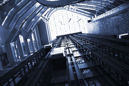 Interior of a massive shopping mall in shanghai.の写真素材