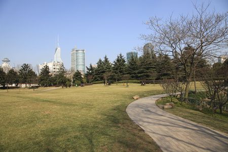 the alley of city park in shanghai.