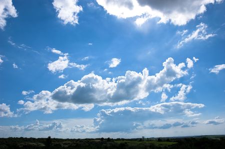 Blue sky and white cloudの写真素材