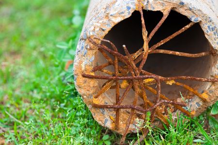 the reinforcing steel bar in the outdoor.の写真素材
