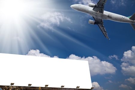 the billboard ande airplane outdoor.の写真素材