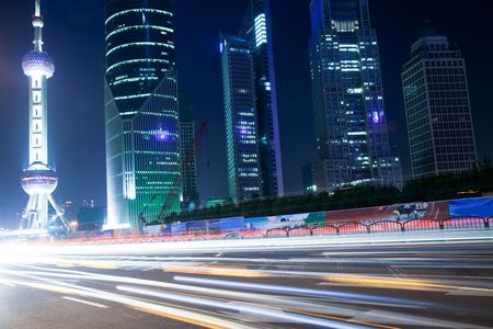 the night view of the lujiazui financial centre in shanghai china.の写真素材
