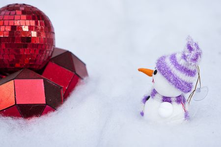 snowman with the christmas background outdoor.の写真素材