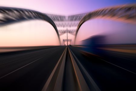modern bridge on the sunset background outdoor.の写真素材