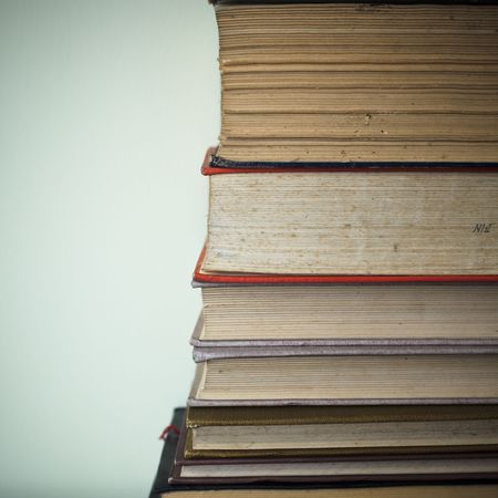 A large stack of old book in home .の写真素材
