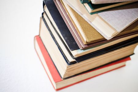 A large stack of old book in home .の写真素材