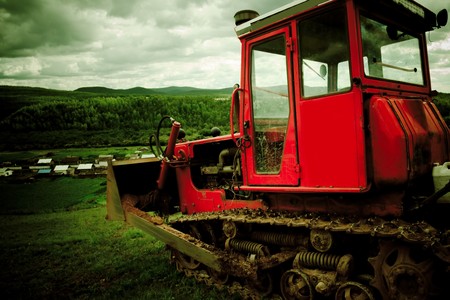 the heavy duty with the clouds background outdoor.
