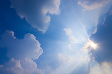Cumulus and Cirrus Clouds background of the nature outdoor.の写真素材
