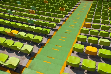 A field of empty seats in a open stadium in china outdoor.の写真素材