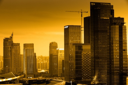 skyline of shenzhen china at night.の写真素材