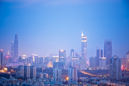 skyline of shenzhen china at night.の写真素材