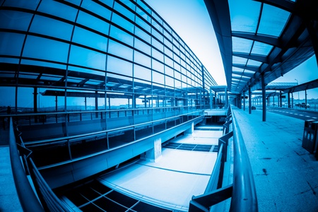 walkway of the shanghai airport,interior of the modern buildingのeditorial素材