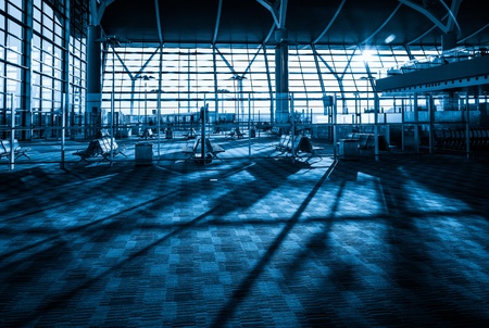 walkway of the shanghai airport,interior of the modern buildingのeditorial素材