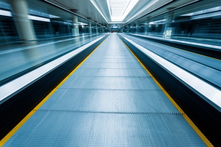 escalator  ,interior of the shanghai pudong airport .の写真素材
